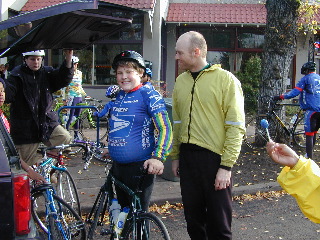 Bike Friday mechanic Tim Link inspects a fellow chrome dome