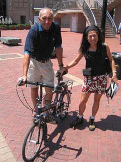 Lynette, Bike Friday and Phil Liggett